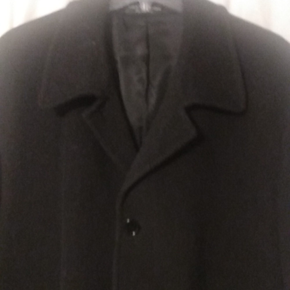 Lauren Ralph Lauren mens Cashmere and Wool Overcoat Top Coat Lined Black Sz 46 R - Picture 3 of 9